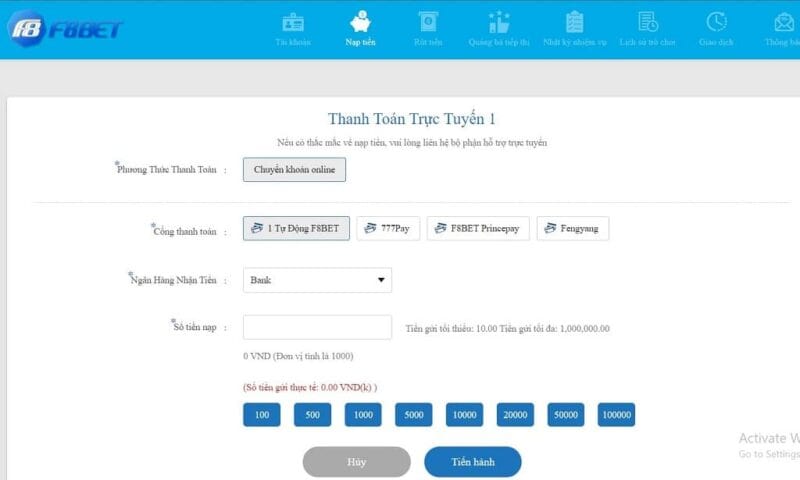 Điều kiện để rút tiền F8bet